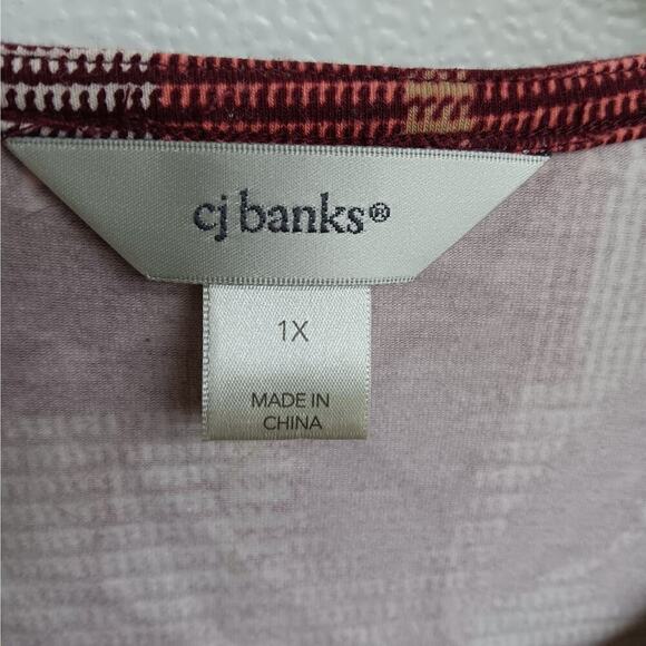 EUC CJ Banks Multicolor 3/4 Sleeve Top 1X - Picture 3 of 4